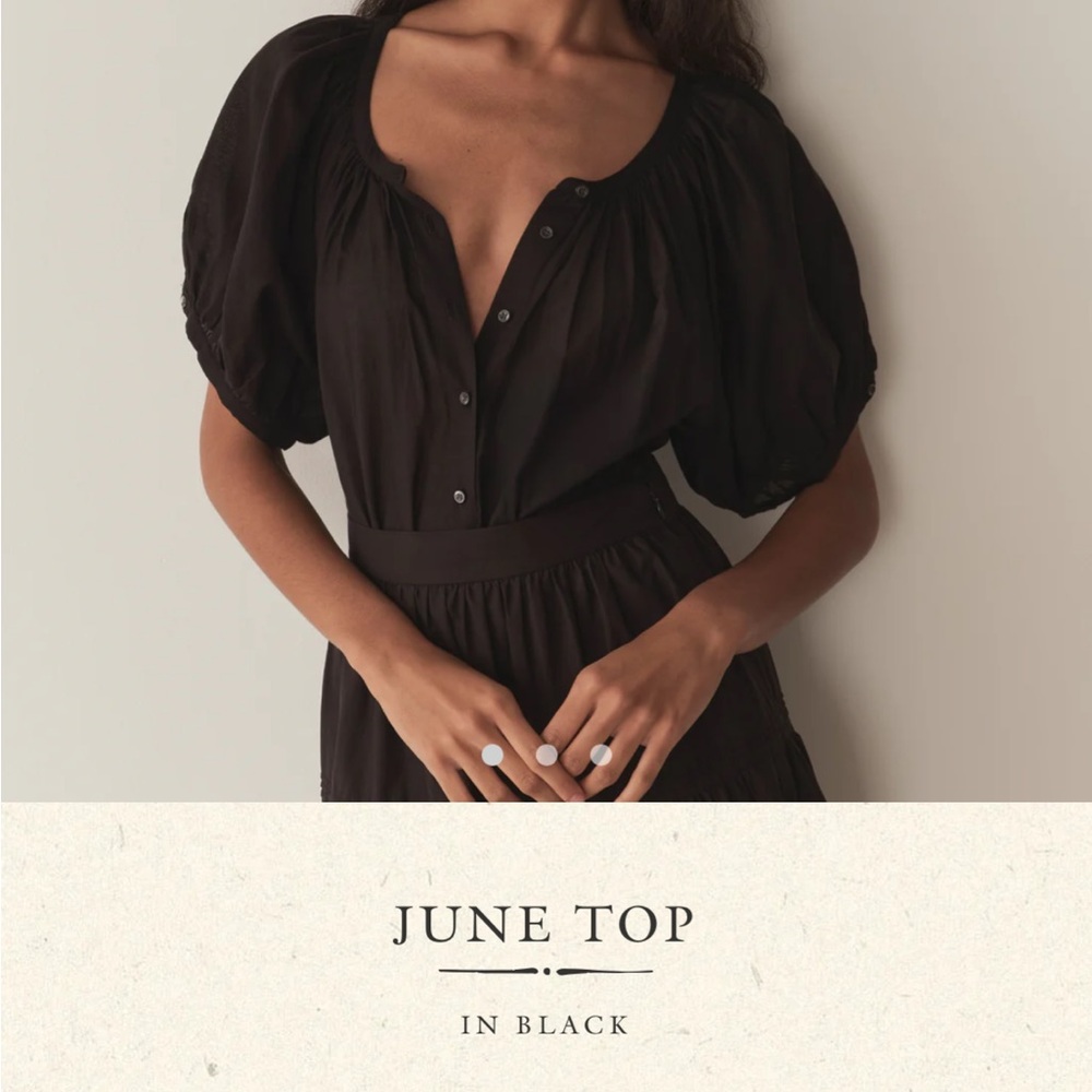 Doen Black June Puff Sleeve Blouse sz M